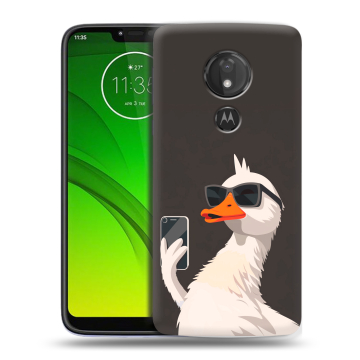Силиконовый чехол на Motorola Moto G7 Power с принтом утка в очках