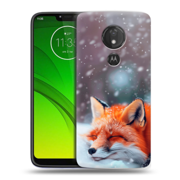 Силиконовый чехол на Motorola Moto G7 Power с принтом лиса