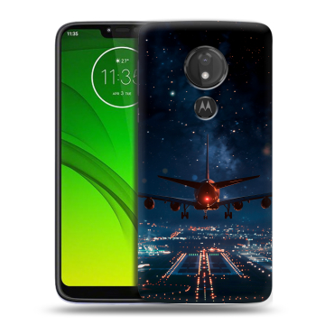 Силиконовый чехол на Motorola Moto G7 Power с принтом самолет