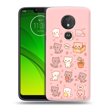 Силиконовый чехол на Motorola Moto G7 Power с принтом Hello Kitty Хелоу Кити
