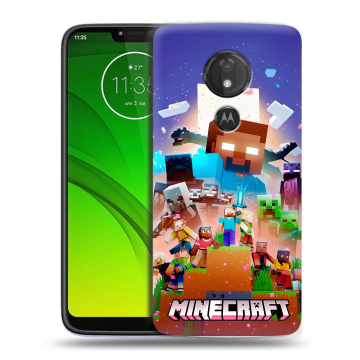 Силиконовый чехол на Motorola Moto G7 Power с принтом Майнкрафт Minecraft
