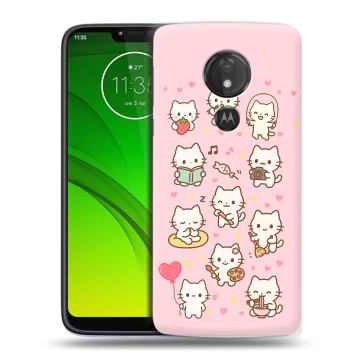 Силиконовый чехол на Motorola Moto G7 Power с принтом Hello Kitty Хелоу Кити