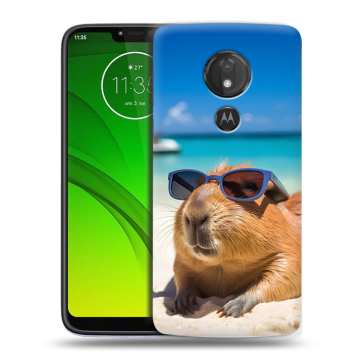 Силиконовый чехол на Motorola Moto G7 Power с принтом Капибара
