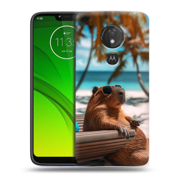 Силиконовый чехол на Motorola Moto G7 Power с принтом Капибара