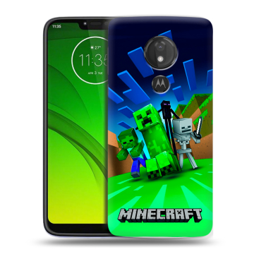 Силиконовый чехол на Motorola Moto G7 Power с принтом Майнкрафт