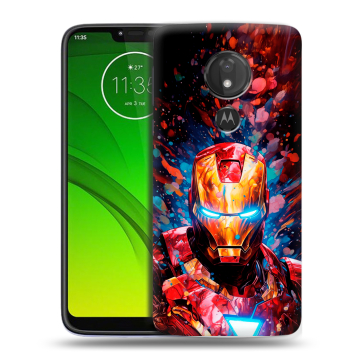 Силиконовый чехол на Motorola Moto G7 Power с принтом Железный человек Ironman