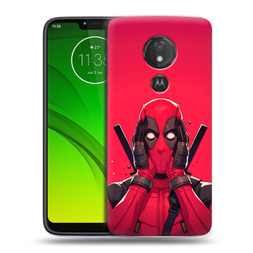 Силиконовый чехол на Motorola Moto G7 Power с принтом Дедпул Deadpool