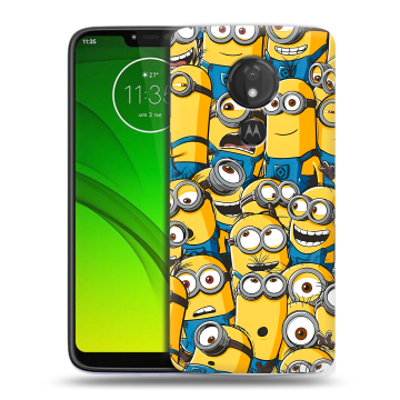 Силиконовый чехол на Motorola Moto G7 Power с принтом Миньоны