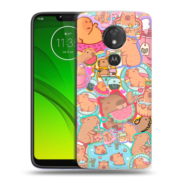Силиконовый чехол на Motorola Moto G7 Power с принтом капибары