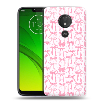 Силиконовый чехол на Motorola Moto G7 Power с принтом Розовые бантики