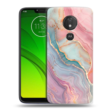 Силиконовый чехол на Motorola Moto G7 Power с принтом розовый мрамор