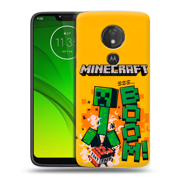 Силиконовый чехол на Motorola Moto G7 Power с принтом Майнкрафт Minecraft
