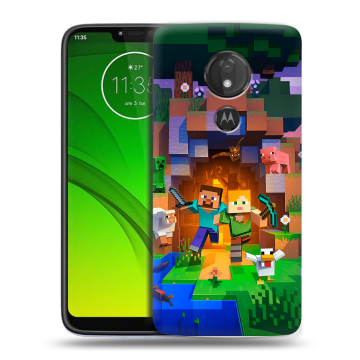 Силиконовый чехол на Motorola Moto G7 Power с принтом Майнкрафт Minecraft