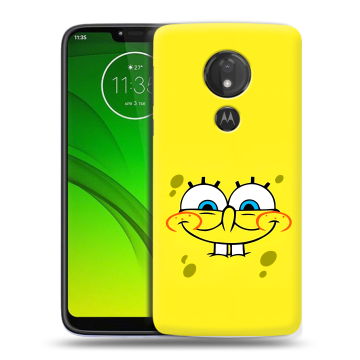 Силиконовый чехол на Motorola Moto G7 Power с принтом спанчбоб спанч боб