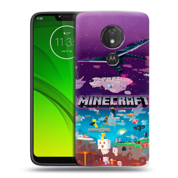 Силиконовый чехол на Motorola Moto G7 Power с принтом Майнкрафт Minecraft