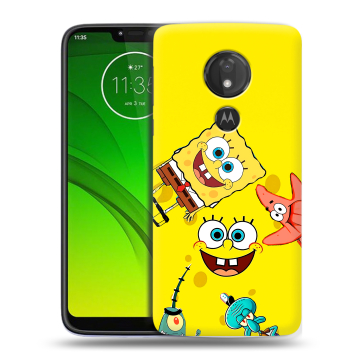 Силиконовый чехол на Motorola Moto G7 Power с принтом Спанч боб Спанчбоб