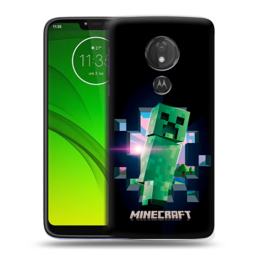 Силиконовый чехол на Motorola Moto G7 Power с принтом Майнкрафт Minecraft