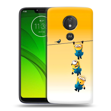 Силиконовый чехол на Motorola Moto G7 Power с принтом Миньоны