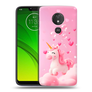 Силиконовый чехол на Motorola Moto G7 Power с принтом Единорог