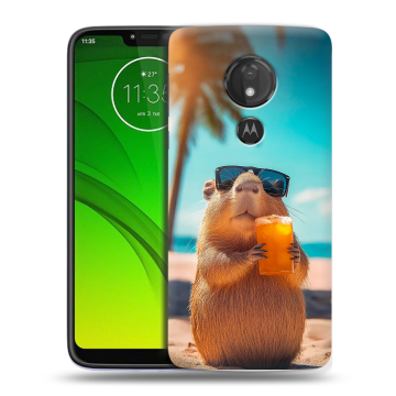 Силиконовый чехол на Motorola Moto G7 Power с принтом Капибара