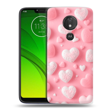 Силиконовый чехол на Motorola Moto G7 Power с принтом Сердечки