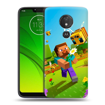 Силиконовый чехол на Motorola Moto G7 Power с принтом Майнкрафт Minecraft