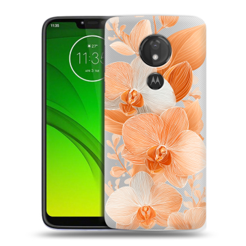 Силиконовый чехол на Motorola Moto G7 Power с принтом Бежевые цветы Силиконовый чехол на Motorola Moto G7 Power с принтом Бежевые цветы
