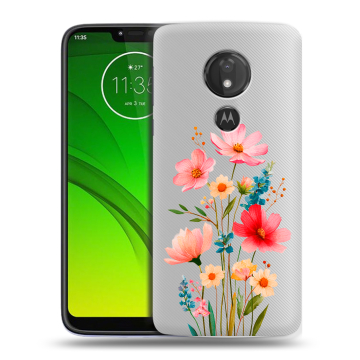 Силиконовый чехол на Motorola Moto G7 Power с принтом Цветы Силиконовый чехол на Motorola Moto G7 Power с принтом Цветы
