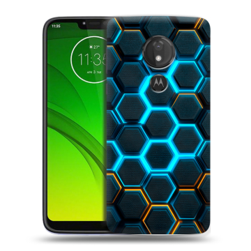 Силиконовый чехол на Motorola Moto G7 Power с принтом Неоновые соты Силиконовый чехол на Motorola Moto G7 Power с принтом Неоновые соты