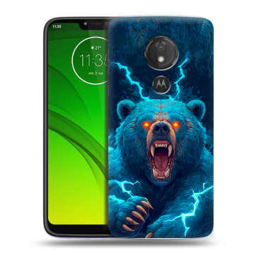 Силиконовый чехол на Motorola Moto G7 Power с принтом Медведь Силиконовый чехол на Motorola Moto G7 Power с принтом Медведь