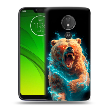Силиконовый чехол на Motorola Moto G7 Power с принтом Медведь Силиконовый чехол на Motorola Moto G7 Power с принтом Медведь