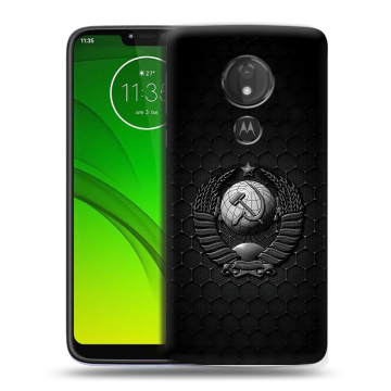 Силиконовый чехол на Motorola Moto G7 Power с принтом Герб Флаг СССР