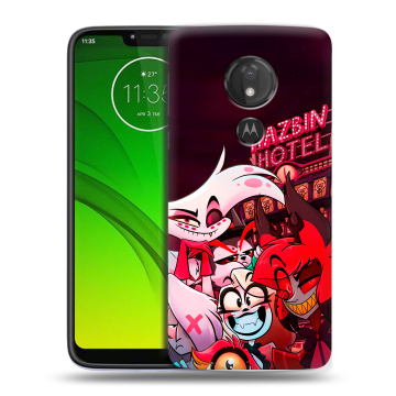 Силиконовый чехол на Motorola Moto G7 Power с принтом Hazbin Hotel Отель Хазбин
