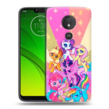 Силиконовый чехол на Motorola Moto G7 Power с принтом My little pony Дружба чудо