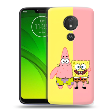 Силиконовый чехол на Motorola Moto G7 Power с принтом Спанч боб Спанчбоб