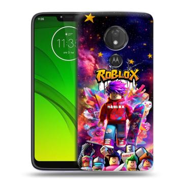 Силиконовый чехол на Motorola Moto G7 Power с принтом Roblox Роблокс