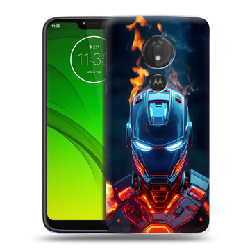Силиконовый чехол на Motorola Moto G7 Power с принтом IronMan Железный человек
