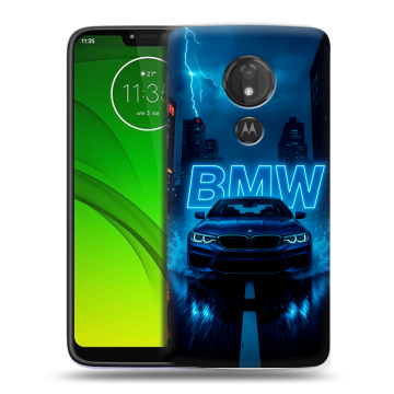 Силиконовый чехол на Motorola Moto G7 Power с принтом BMW БМВ