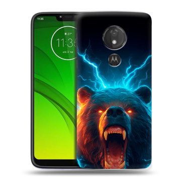 Силиконовый чехол на Motorola Moto G7 Power с принтом Медведь Силиконовый чехол на Motorola Moto G7 Power с принтом Медведь