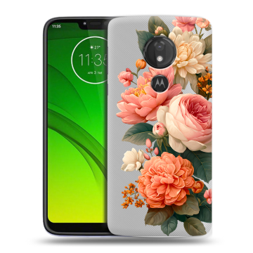 Силиконовый чехол на Motorola Moto G7 Power с принтом цветы Силиконовый чехол на Motorola Moto G7 Power с принтом цветы