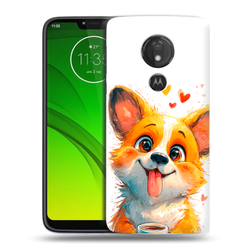 Силиконовый чехол на Motorola Moto G7 Power с принтом корги