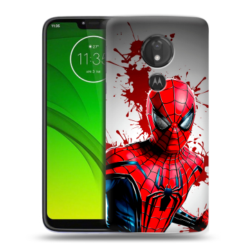 Силиконовый чехол на Motorola Moto G7 Power с принтом Spiderman Человек паук