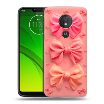 Силиконовый чехол на Motorola Moto G7 Power с принтом Розовые бантики