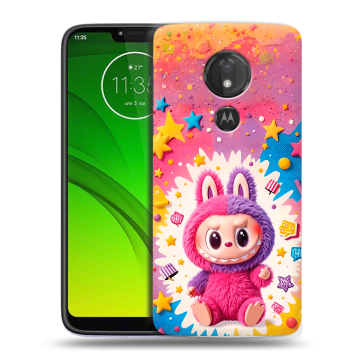Силиконовый чехол на Motorola Moto G7 Power с принтом Labubu Лабубу