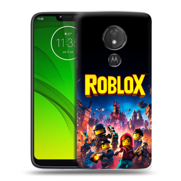 Силиконовый чехол на Motorola Moto G7 Power с принтом Roblox Роблокс