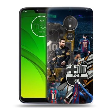 Силиконовый чехол на Motorola Moto G7 Power с принтом Messi Barcelona