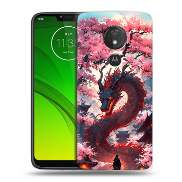 Силиконовый чехол на Motorola Moto G7 Power с принтом Дракон Японский
