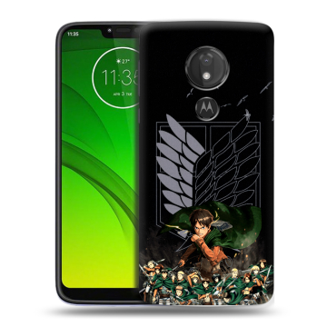 Силиконовый чехол на Motorola Moto G7 Power с принтом Атака титанов