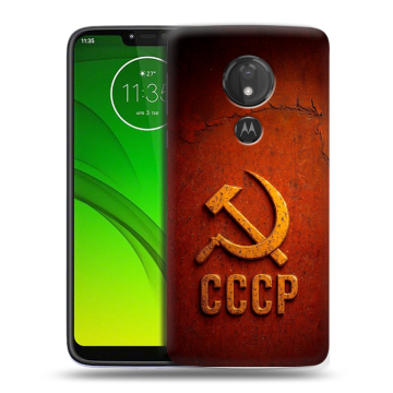 Силиконовый чехол на Motorola Moto G7 Power с принтом Флаг Герб СССР