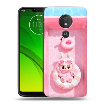 Силиконовый чехол на Motorola Moto G7 Power с принтом Labubu Лабубу